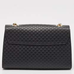 Pre Owned Gucci Black Microguccissima Leather Medium Emily Chain Shoulder Bag