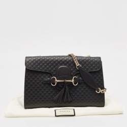 Pre Owned Gucci Black Microguccissima Leather Medium Emily Chain Shoulder Bag