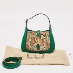 Gucci Green/Multicolor Ostrich and Python Mini Jackie 1961 Hobo