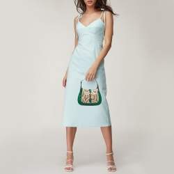 Gucci Green/Multicolor Ostrich and Python Mini Jackie 1961 Hobo