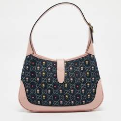 Pre Owned Gucci Blue/Pink GG Denim and Leather Jackie 1961 Bag
