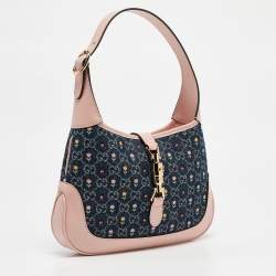 Pre Owned Gucci Blue/Pink GG Denim and Leather Jackie 1961 Bag
