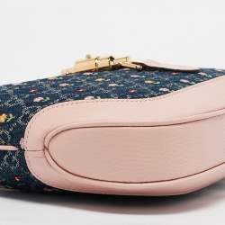 Pre Owned Gucci Blue/Pink GG Denim and Leather Jackie 1961 Bag