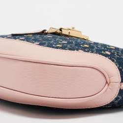 Pre Owned Gucci Blue/Pink GG Denim and Leather Jackie 1961 Bag