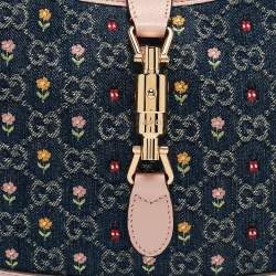 Pre Owned Gucci Blue/Pink GG Denim and Leather Jackie 1961 Bag