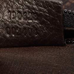 Pre Owned Gucci Dark Brown GG Denim Zip Messenger Bag
