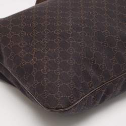 Pre Owned Gucci Dark Brown GG Denim Zip Messenger Bag