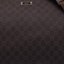 Pre Owned Gucci Dark Brown GG Denim Zip Messenger Bag