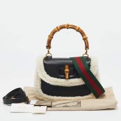 Gucci Black Leather Medium Bamboo 1947 Top Handle Bag