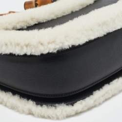 Gucci Black Leather Medium Bamboo 1947 Top Handle Bag