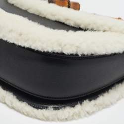 Gucci Black Leather Medium Bamboo 1947 Top Handle Bag