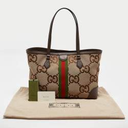 Pre Owned Gucci Beige/Ebony Jumbo GG Canvas Medium Ophidia Tote