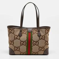 Pre Owned Gucci Beige/Ebony Jumbo GG Canvas Medium Ophidia Tote