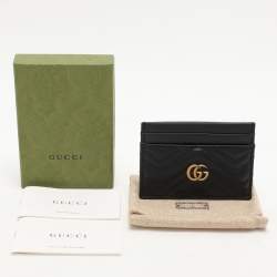 Pre Owned Gucci Black Leather GG Marmont Card Holder