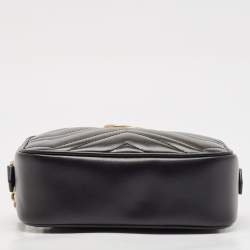 مملوكة مسبقًا Gucci Black Matelasse Leather Mini GG Marmont Shoulder Bag