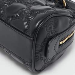 Pre Owned Gucci Black GG Matelassé Leather Mini Bowler Bag