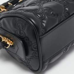 Pre Owned Gucci Black GG Matelassé Leather Mini Bowler Bag