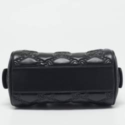 Pre Owned Gucci Black GG Matelassé Leather Mini Bowler Bag