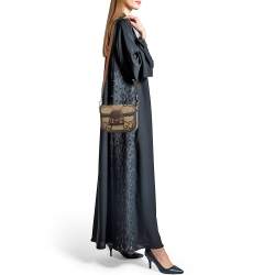 Pre Owned Gucci Brown/Beige Jumbo GG Canvas Mini Horsebit 1955 Shoulder Bag