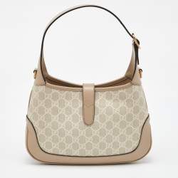 Pre Owned Gucci Beige GG Supreme Canvas Small Jackie 1961 Shoulder Bag