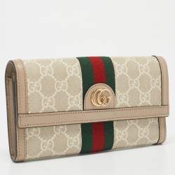 Gucci Beige GG Supreme Canvas and Leather Ophidia Continental Wallet 