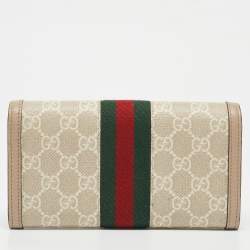 Gucci Beige GG Supreme Canvas and Leather Ophidia Continental Wallet 