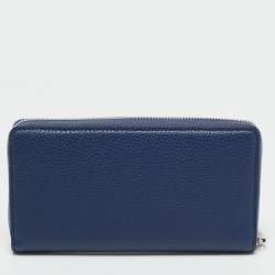 Gucci Navy Blue Leather Zip Continental Wallet