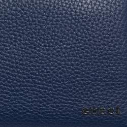 Gucci Navy Blue Leather Zip Continental Wallet