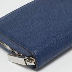 Gucci Navy Blue Leather Zip Continental Wallet