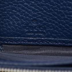 Gucci Navy Blue Leather Zip Continental Wallet
