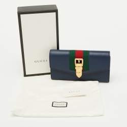 Gucci Blue Leather Sylvie Continental Wallet