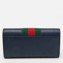 Gucci Blue Leather Sylvie Continental Wallet