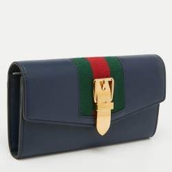 Gucci Blue Leather Sylvie Continental Wallet