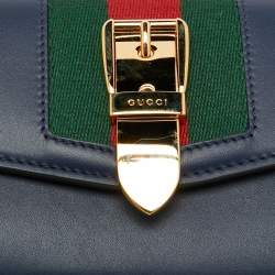 Gucci Blue Leather Sylvie Continental Wallet
