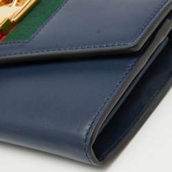 Gucci Blue Leather Sylvie Continental Wallet