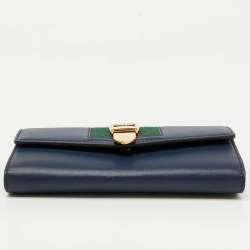 Gucci Blue Leather Sylvie Continental Wallet
