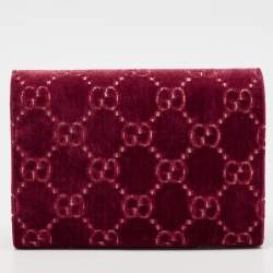 Pre Owned Gucci Red GG Velvet Mini Dionysus Wallet On Chain