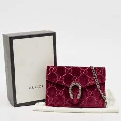 Pre Owned Gucci Red GG Velvet Mini Dionysus Wallet On Chain