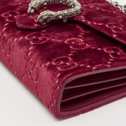 Pre Owned Gucci Red GG Velvet Mini Dionysus Wallet On Chain
