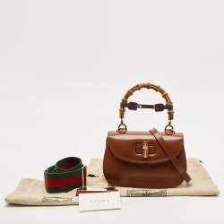 Gucci Brown Leather Small Bamboo 1947 Top Handle Bag