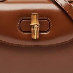 Gucci Brown Leather Small Bamboo 1947 Top Handle Bag