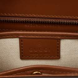 Gucci Brown Leather Small Bamboo 1947 Top Handle Bag