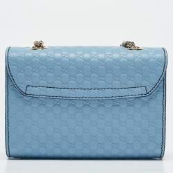 Pre Owned Gucci Light Blue MIcroguccissima Leather Mini Emily Chain Shoulder Bag