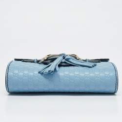 Pre Owned Gucci Light Blue MIcroguccissima Leather Mini Emily Chain Shoulder Bag