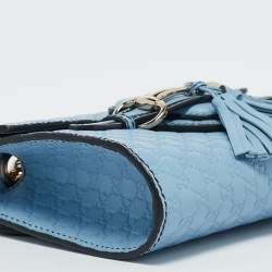 Pre Owned Gucci Light Blue MIcroguccissima Leather Mini Emily Chain Shoulder Bag
