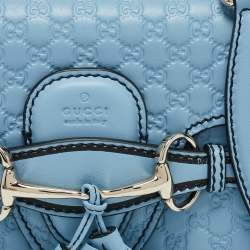 Pre Owned Gucci Light Blue MIcroguccissima Leather Mini Emily Chain Shoulder Bag