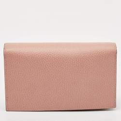 مملوكة مسبقًا Gucci Dusty Pink Leather Interlocking G Wallet on Chain