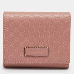 Gucci Dusty Pink Microguccissima Leather Trifold Wallet