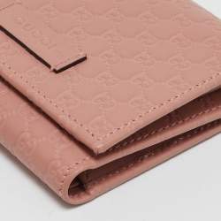 Gucci Dusty Pink Microguccissima Leather Trifold Wallet
