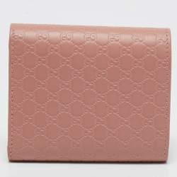 Gucci Dusty Pink Microguccissima Leather Trifold Wallet